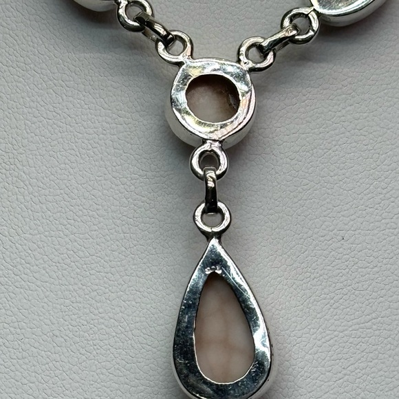 NLP1 Genuine Pink Larimar (Natrolite) Lariat Necklace Paperclip Necklace S925 - Picture 9 of 9